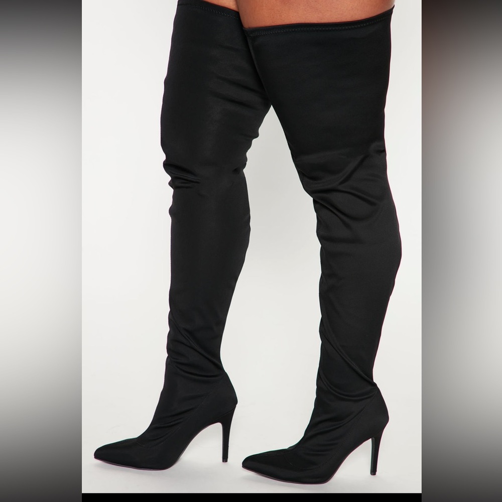 Fashion Nova Keyana Thigh High Boot 4” Heel